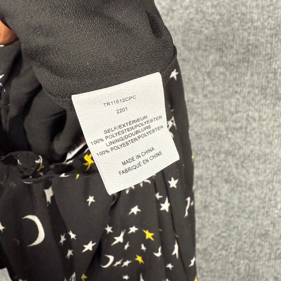 Derek Lam 10 Crosby Sz 2 Juno Trapeze Mini Dress Black Celestial Print Chiffon - Picture 10 of 13